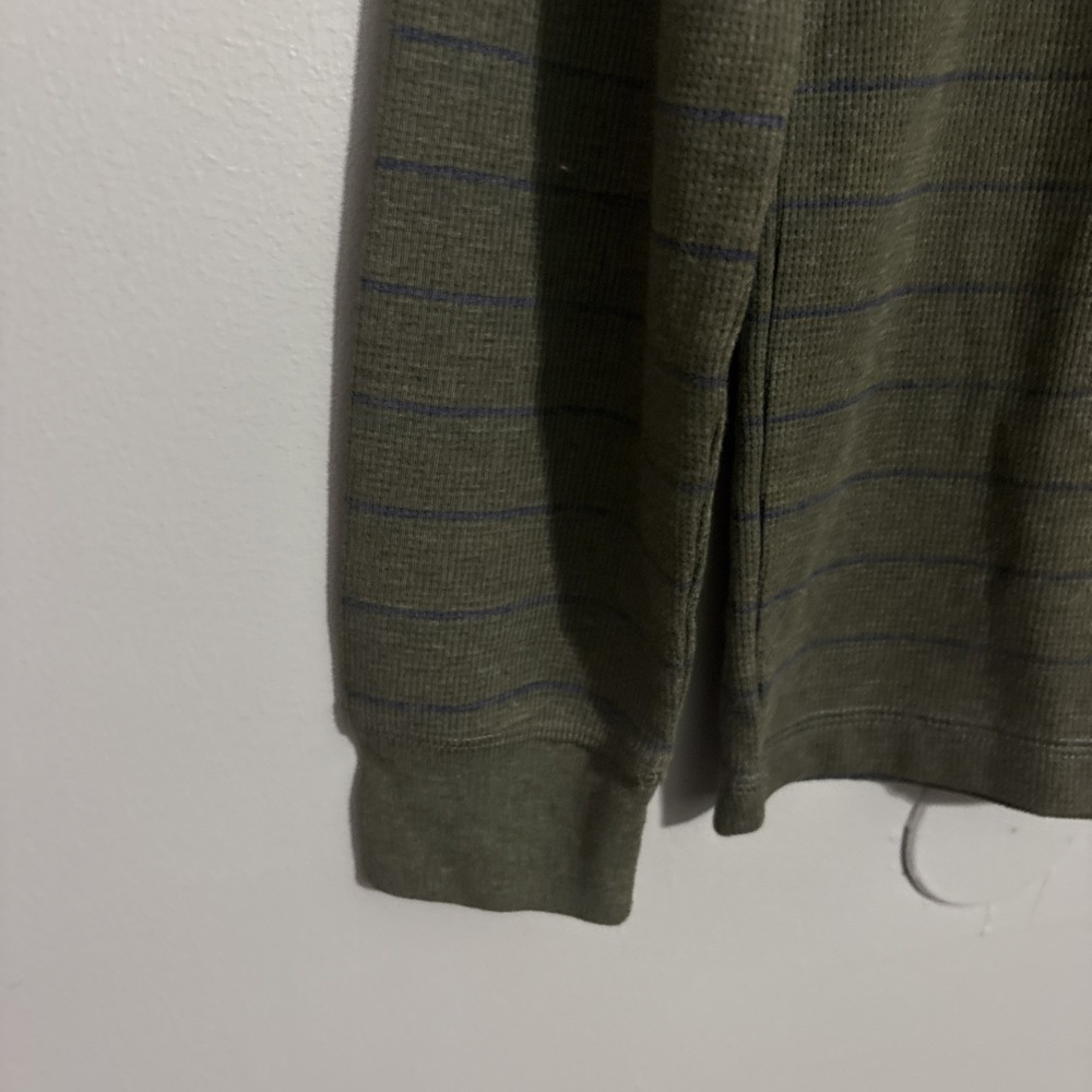 US POLO ASSN Shirt Men's S Green Henley‎ Thermal Long Sleeve Blue Stripes - Picture 9 of 10